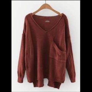 NEW Shein Distressed Burnt Orange Sweater